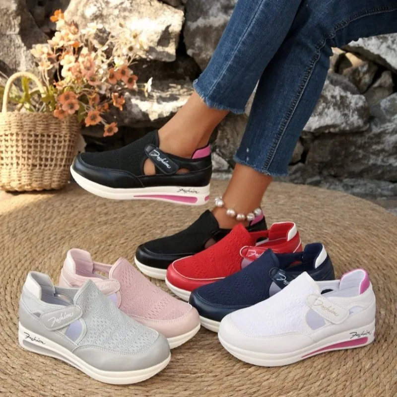 Velcro Hook Loop - Kadın Platform Slip-on Spor Ayakkabı Kapalı
