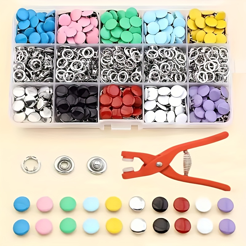 Snap Fastener Set - 100 Adet Renkli Metal Dikiş Düğmeleri,